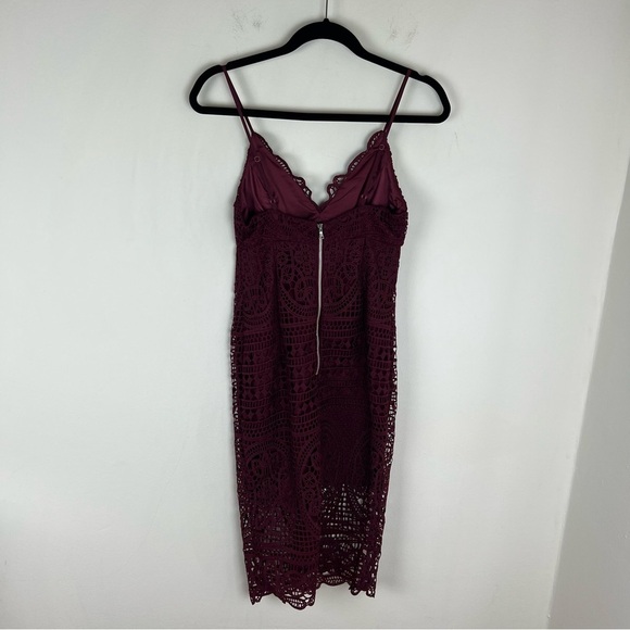 Bardot Versailles Lace Overlay Midi Dress Burgundy Red Size 4 / XS - Picture 9 of 9